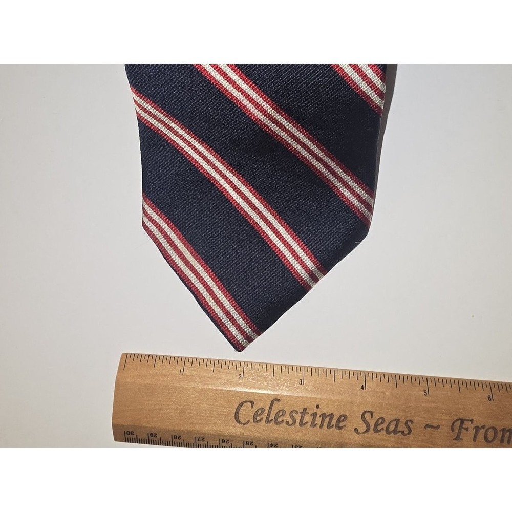 Pierre Cardin Men's Silk Tie Navy Blue Red White Diagonal Rep Stripe Accessory - Picture 6 of 6